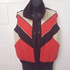 Anna Sui Puffy Colorblock Retro Jacket Vest Size 2